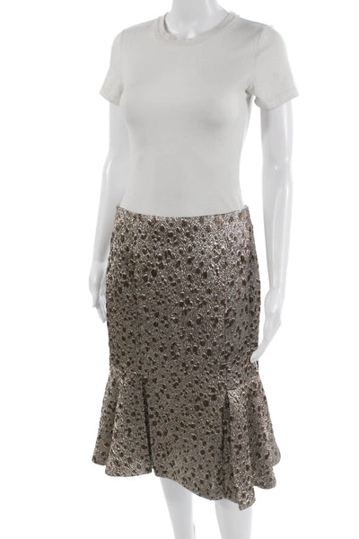 Carolina Herrera Womens Gray Wool Animal Print 2 Piece Suit Collared Size 4