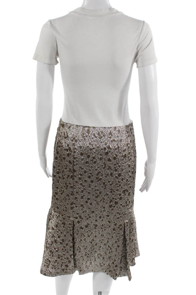 Carolina Herrera Womens Gray Wool Animal Print 2 Piece Suit Collared Size 4