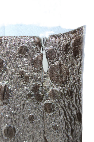 Carolina Herrera Womens Gray Wool Animal Print 2 Piece Suit Collared Size 4