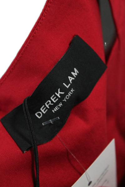 Derek Lam Women Shift Dress Red Tie Waist Sleeveless Cotton Size 42