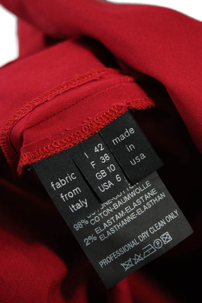 Derek Lam Women Shift Dress Red Tie Waist Sleeveless Cotton Size 42