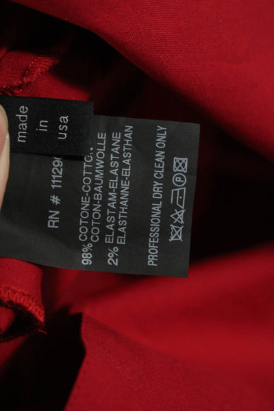 Derek Lam Women Shift Dress Red Tie Waist Sleeveless Cotton Size 42