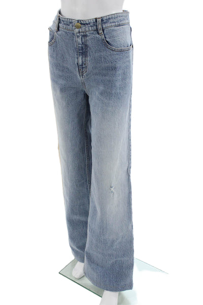 Hellessy Women Wide Leg Jeans Blue High Rise 32 Inseam 99% Cotton Size 10
