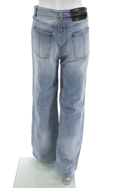 Hellessy Women Wide Leg Jeans Blue High Rise 32 Inseam 99% Cotton Size 10