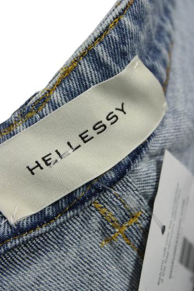 Hellessy Women Wide Leg Jeans Blue High Rise 32 Inseam 99% Cotton Size 10