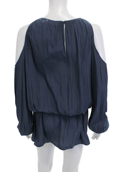 Ramy Brook Women Dark Blue Long Sleeve High Neck Jumpsuit Short Size S