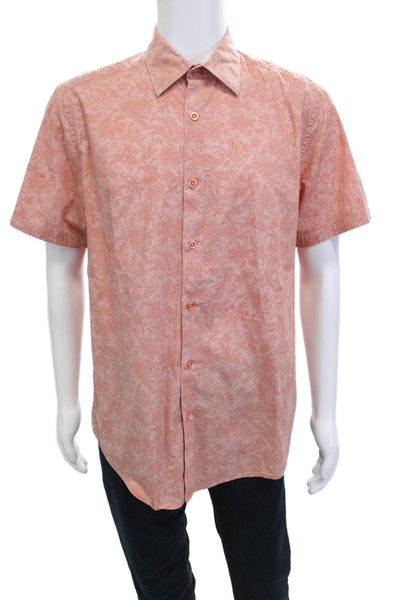 Robert Graham Mens Pink Paisley Short Sleeve Button Up Shirt Size XL