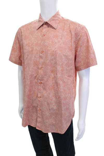 Robert Graham Mens Pink Paisley Short Sleeve Button Up Shirt Size XL