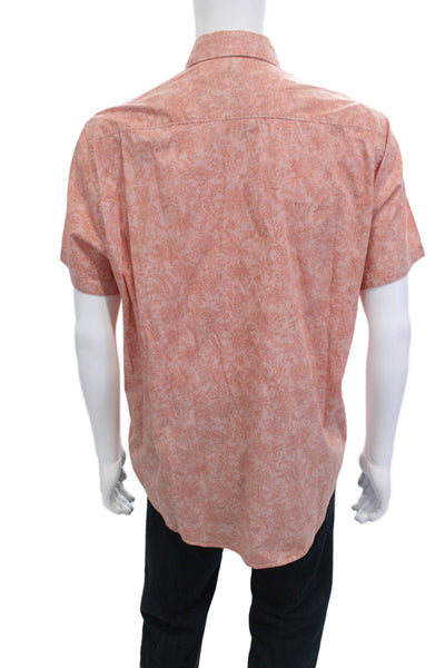 Robert Graham Mens Pink Paisley Short Sleeve Button Up Shirt Size XL