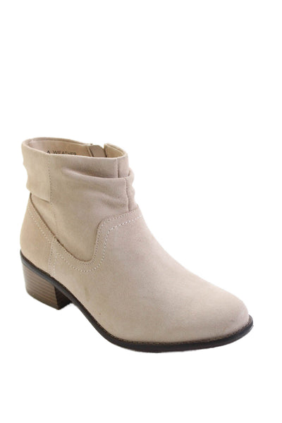 Vionic Women's Round Toe Suede Leather Ankle Boots Beige Size 6