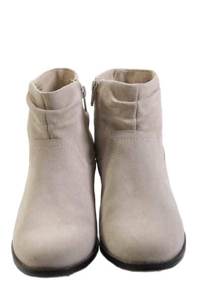 Vionic Women's Round Toe Suede Leather Ankle Boots Beige Size 6