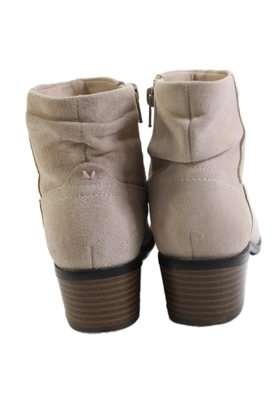 Vionic Women's Round Toe Suede Leather Ankle Boots Beige Size 6