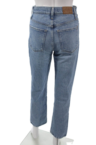 Madewell Women Light Blue Straight Cropped Jeans Mid Rise Button Size 24