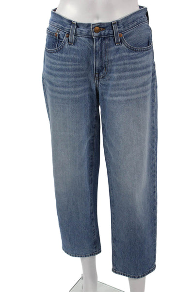 Madewell Women Boyfriend Cropped Jeans Blue 100% Cotton Mid Rise Size 24P