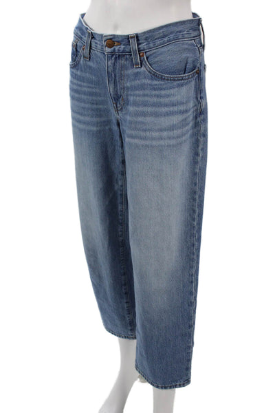 Madewell Women Boyfriend Cropped Jeans Blue 100% Cotton Mid Rise Size 24P