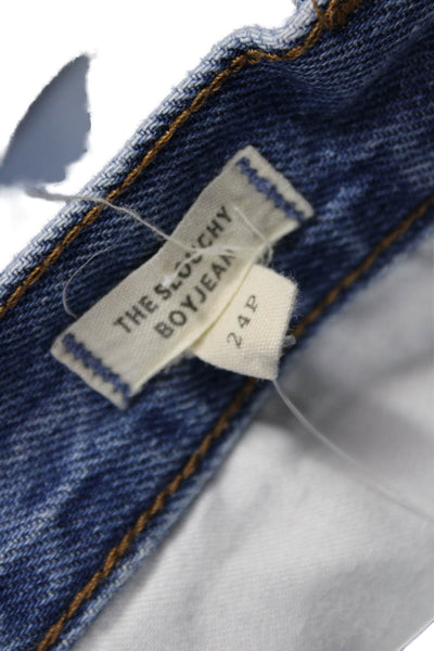 Madewell Women Boyfriend Cropped Jeans Blue 100% Cotton Mid Rise Size 24P