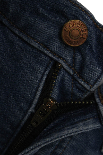 Madewell Women Cropped Wide Leg Jeans Dark Blue Petite Button Inseam 27 Size 25