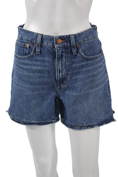 Madewell Women 90s Dark Blue Cotton Button Shorts Size 24