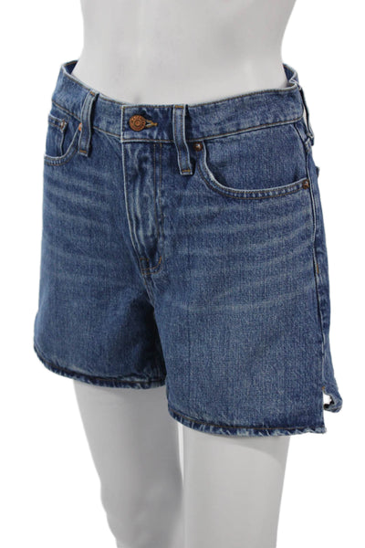 Madewell Women 90s Dark Blue Cotton Button Shorts Size 24