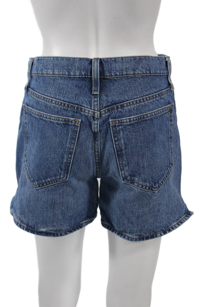 Madewell Women 90s Dark Blue Cotton Button Shorts Size 24