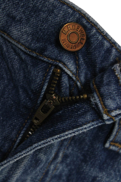 Madewell Women 90s Dark Blue Cotton Button Shorts Size 24