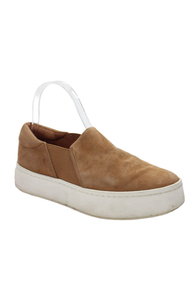 Vince Womens Warren Suede Platform Slip-On Casual Sneakers Brown Size 7.5