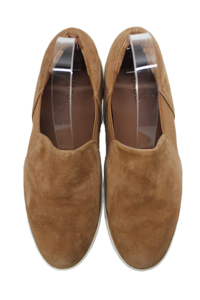 Vince Womens Warren Suede Platform Slip-On Casual Sneakers Brown Size 7.5