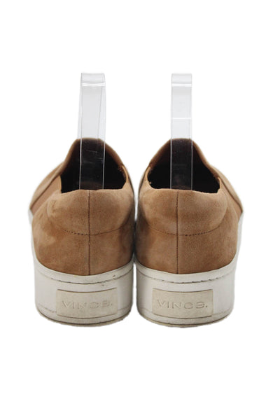 Vince Womens Warren Suede Platform Slip-On Casual Sneakers Brown Size 7.5