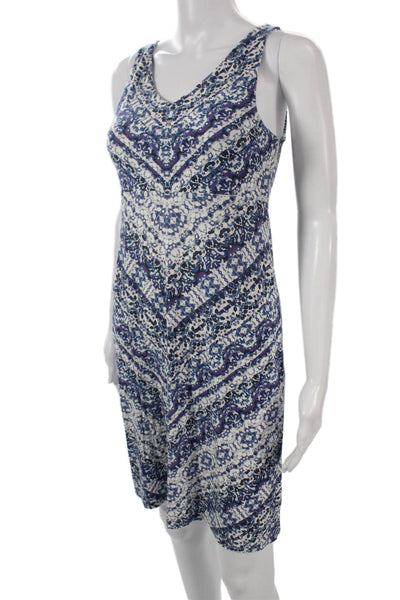 Athleta Womens Tank Dress Blue Geometric V-Neck Sleeveless Above Knee Size XS