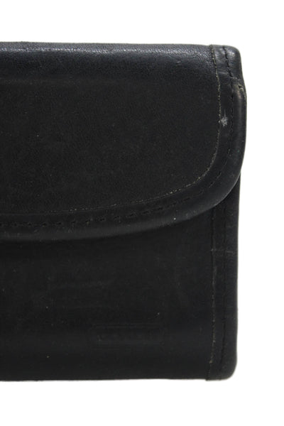 Coach Womens Leather Multi-Function Snap Closure Compact Wallet Black