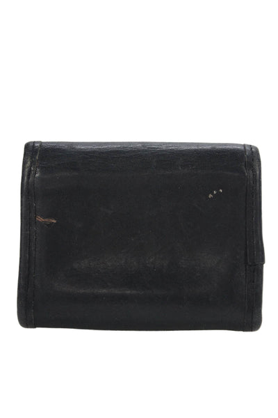 Coach Womens Leather Multi-Function Snap Closure Compact Wallet Black
