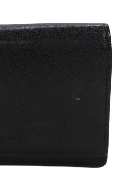 Coach Womens Leather Snap Closure Bi-Fold Compact Wallet Black