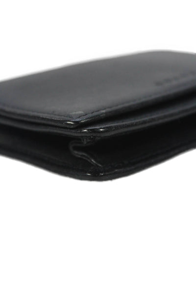 Coach Womens Leather Snap Closure Bi-Fold Compact Wallet Black