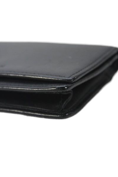 Coach Womens Leather Snap Closure Bi-Fold Compact Wallet Black