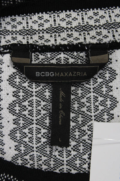 BCBGMAXAZRIA Womens Black Geometric Sleeveless Crew Neck Blouse Size L