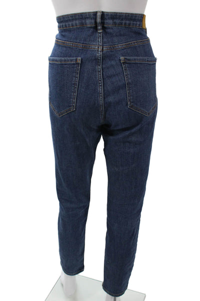 Zara Women Mom Tapered Dark Blue Mid Rise Jeans Size 10