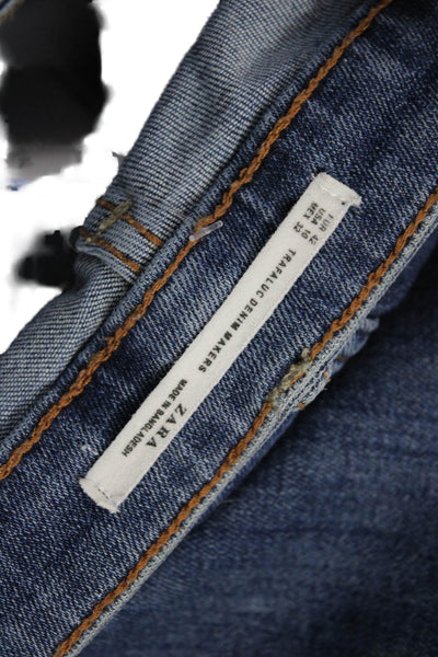 Zara Women Mom Tapered Dark Blue Mid Rise Jeans Size 10