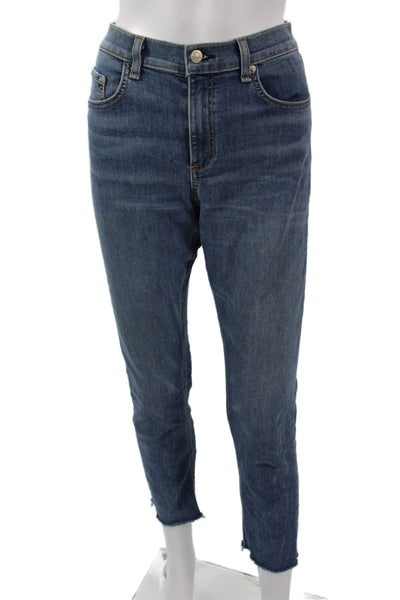 Rag & Bone Women Ankle Cropped Jeans Dark Blue Mid Rise Size 32