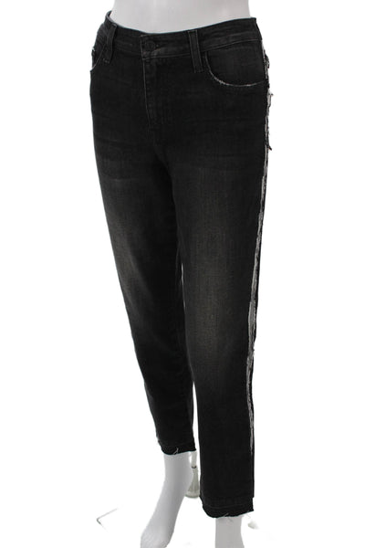 Flying Monkey Women Ankle Cropped Black Mid Rise Button Jeans Size 30