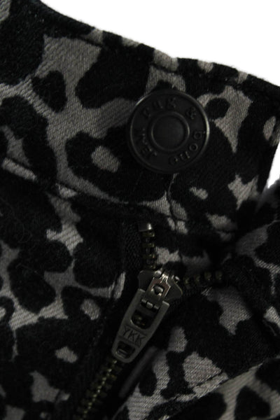 Rag & Bone Women Black Leopard Print Mid Rise Pants Button Fly Size 30