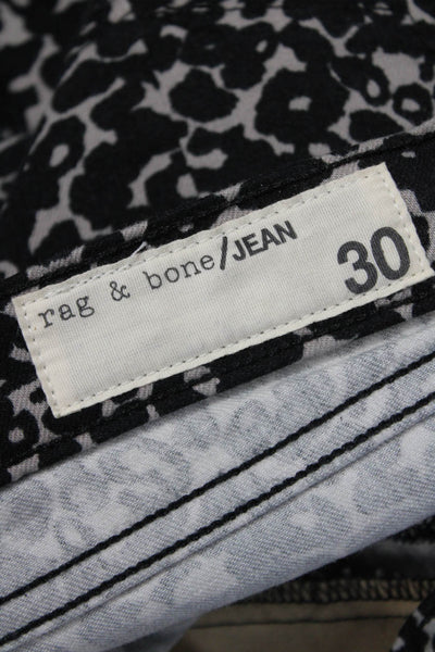 Rag & Bone Women Black Leopard Print Mid Rise Pants Button Fly Size 30
