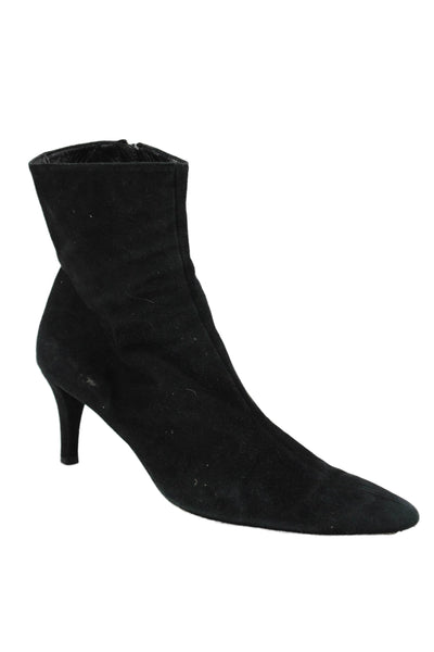 L.K. Bennett Womens Suede Pointed Toe Ankle Boots Black Size 40.5 10.5