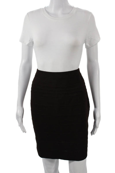Alain Manoukian Womens Black Bandage Pencil Skirt Short Wool Acrylic Size 3