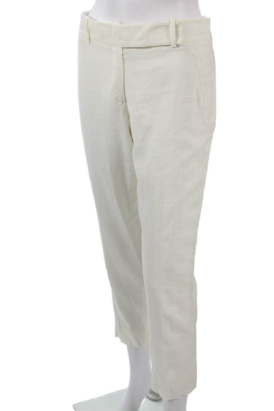 Robert Rodriguez Black Label Women Ankle Dress Pants White Linen Petite Size 4