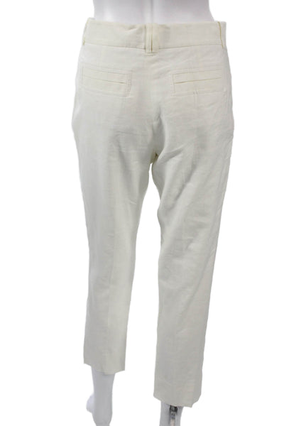 Robert Rodriguez Black Label Women Ankle Dress Pants White Linen Petite Size 4