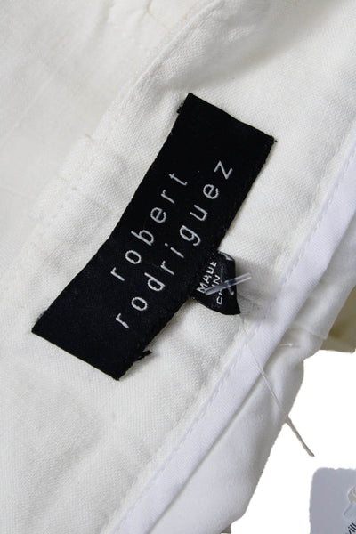 Robert Rodriguez Black Label Women Ankle Dress Pants White Linen Petite Size 4