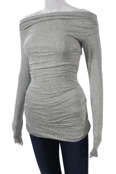 W by Worth Womens Basic Jersey Gray Long Sleeve Top Size PP