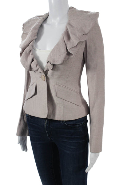 BCBGMAXAZRIA Women Beige Button Blazer Long Sleeve Size 2XS