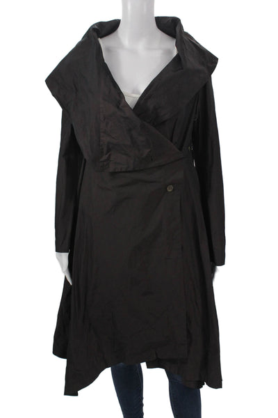Elm Design Women Trench Coat Black Button Long Sleeve 100% Polyester Size PP