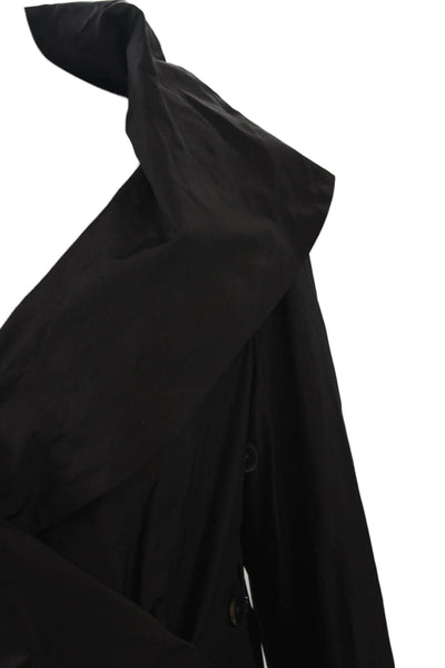 Elm Design Women Trench Coat Black Button Long Sleeve 100% Polyester Size PP